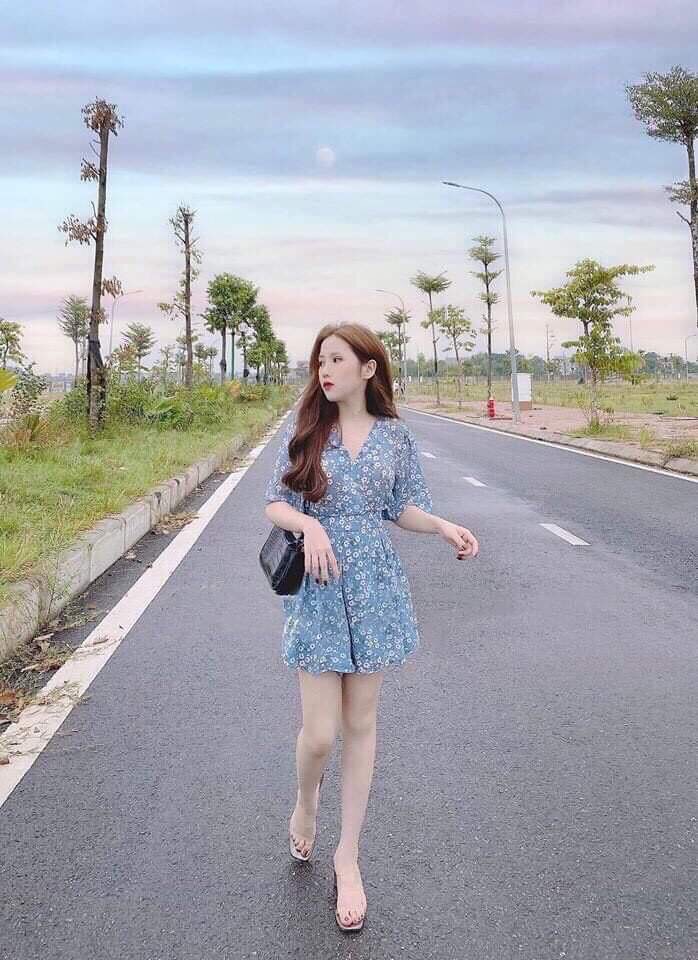 Jum cổ tim họa tiết hoa nhí dễ thương