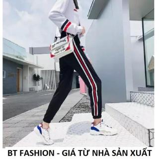 Quần Dài Nữ Thun Phom Rộng Jogger Thể Thao Thời Trang Hàn Quốc - BT Fashion (TT01-BA SỌC TĐ) thumbnail