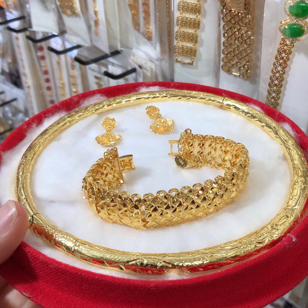 Set bộ trang sức kiểu cưới mạ vàng 24k