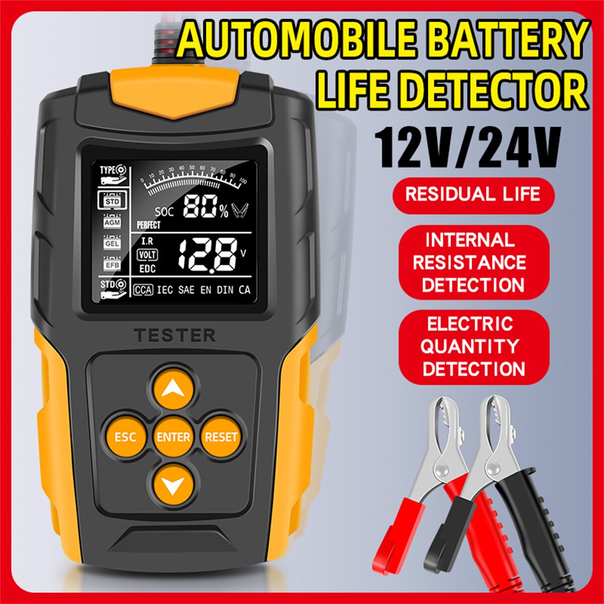 Máy kiểm tra ắc quy ô tô Máy kiểm tra ắc quy 12V24V CCA Dụng cụ đo điện trở bên trong Máy phân tích ắc quy xe máy