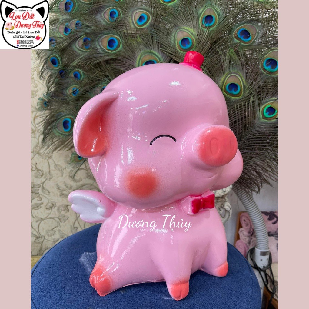 Heo đất lợn đất thiên sứ 2 size khủng lồ và size bé dễ thương
