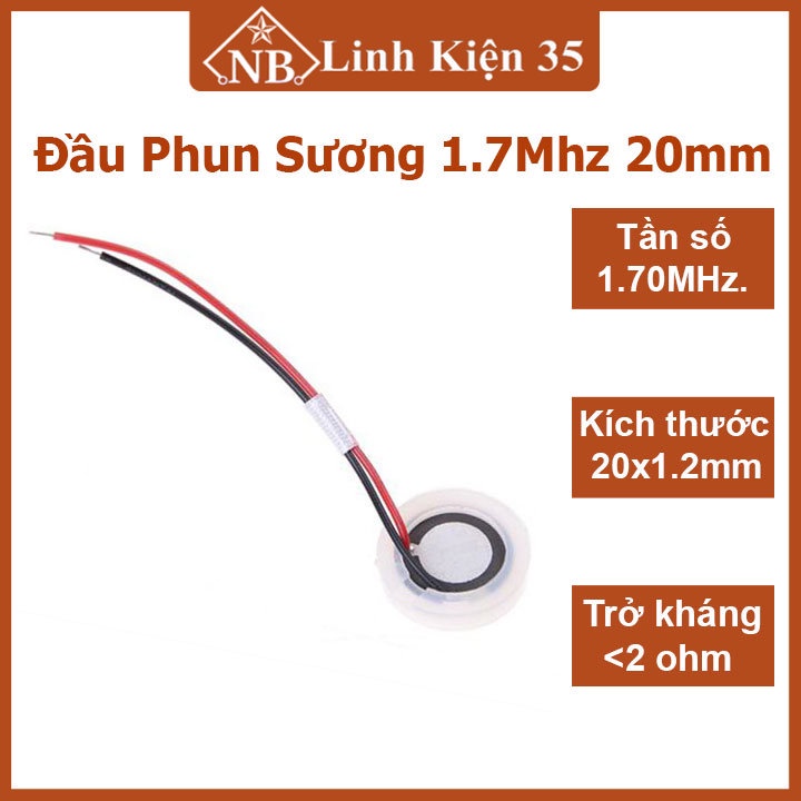 Đầu phun sương 20mm cộng hưởng tần số 1.7MHZ