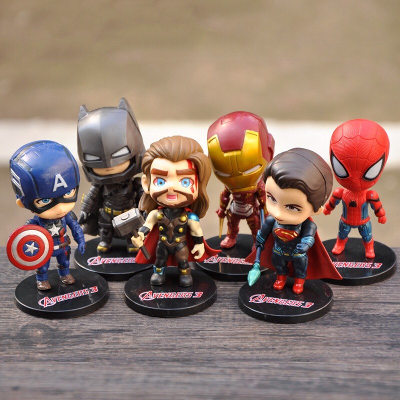 Set 6 mô hình nhân vật Avenger Marvel  - Mô hình siêu nhân - Biệt đội siêu anh hùng - Smart Baby