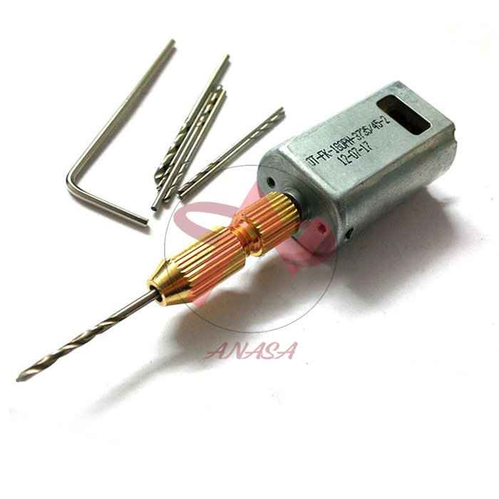 Combo máy khoan mini 180 5V Siêu Khỏe V1 ( gồm 01 động cơ 180, 01 đầu kẹp 2015, mũi khoan 0.8-1.0-1.2-1.5mm mỗi loại 2 chiếc )