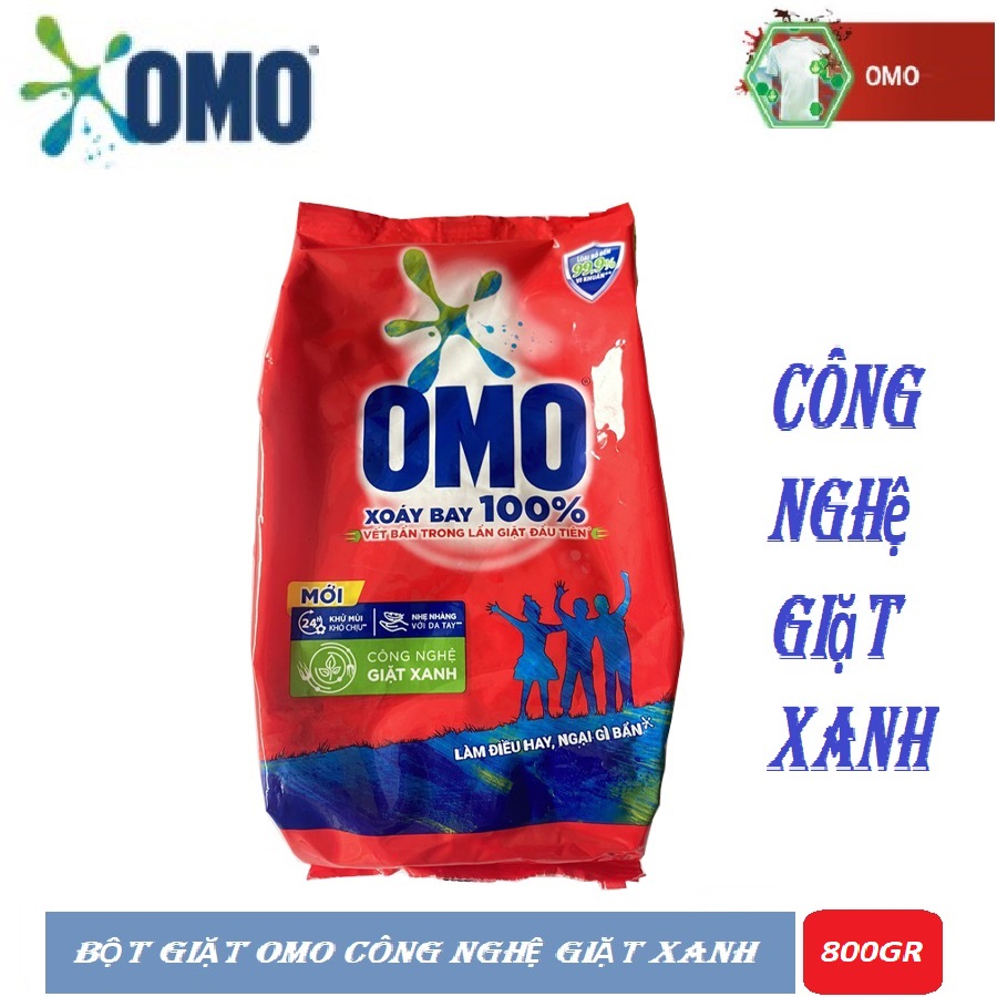 Bột giặt omo 800g hệ bột thông minh công nghệ xanh