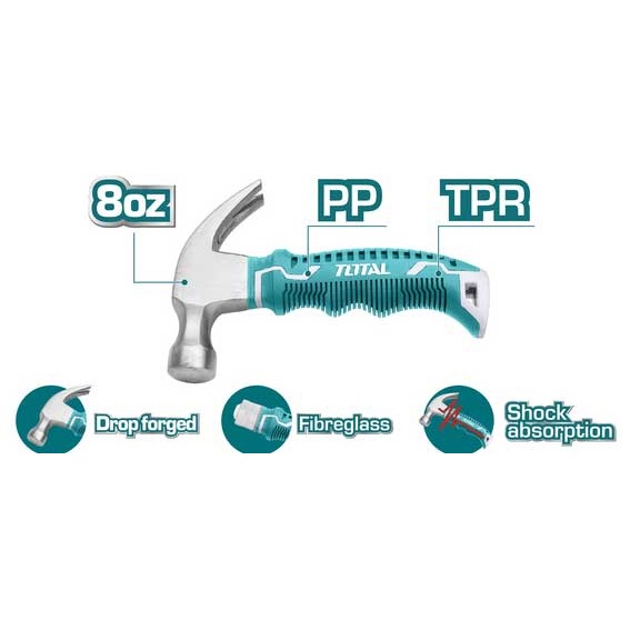 Búa nhổ đinh mini total thtm7386d trọng lượng 226g chất liệu thép hợp kim cr-v, bh 6 tháng diy vietnam