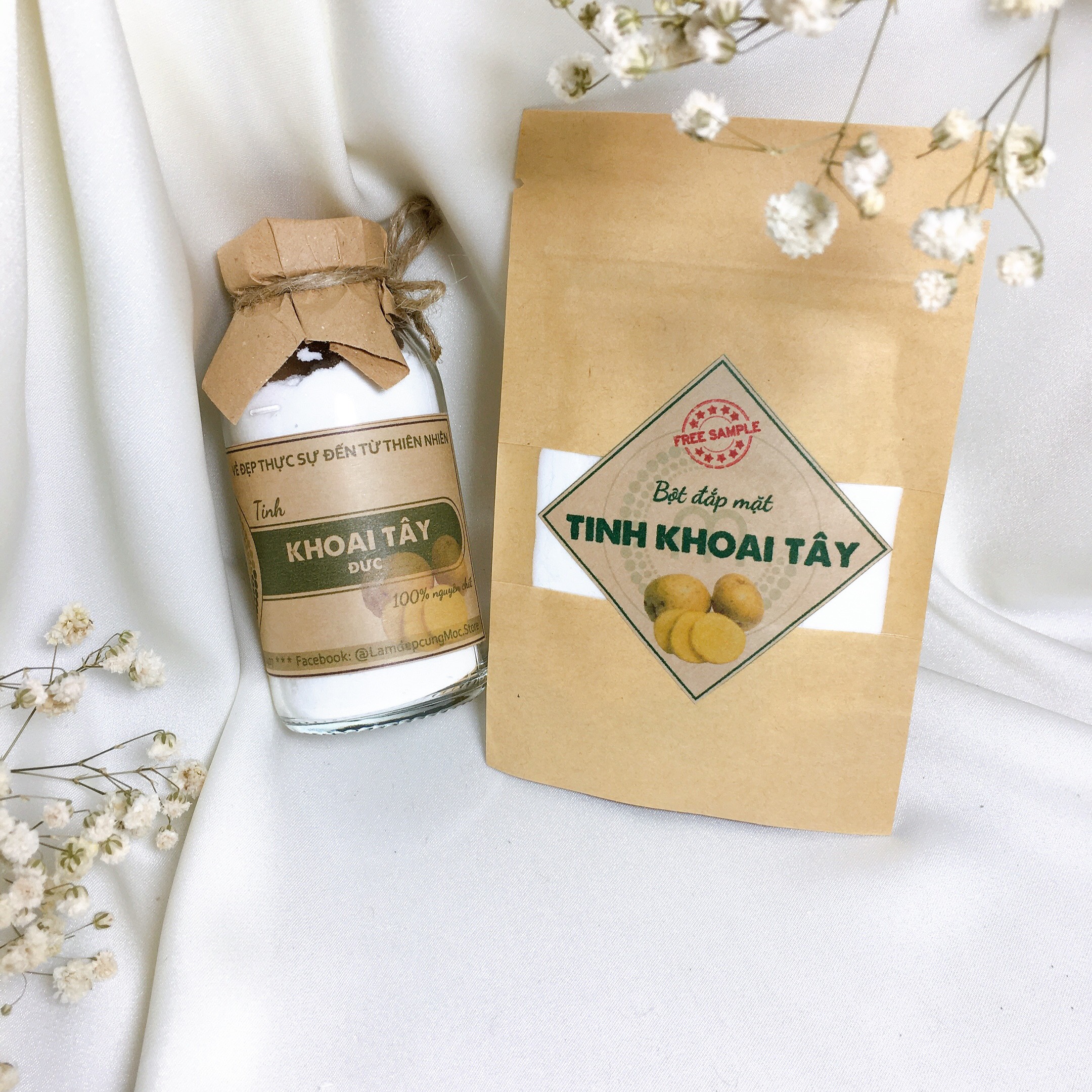 Tinh bột khoai tây đắp mặt nạ dưỡng da trắng hồng tăng cường collagen làm mờ nếp nhăn mask dùng thử túi 10g và chai 100ml, 200ml