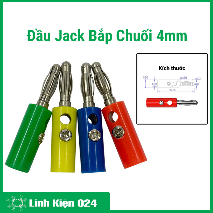 Đầu jack bắp chuối 4mm đực cao cấp nhiều màu (1 chiếc)