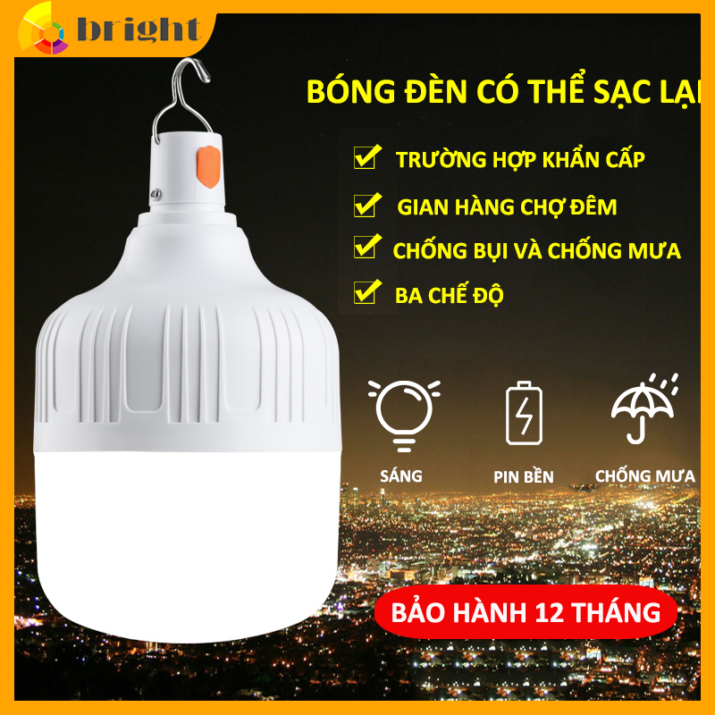 Bóng đèn led tích điện 4-6h cắm usb 20W 3 chế độ, bóng đèn tích điện, đèn sạc, bóng đèn thông minh