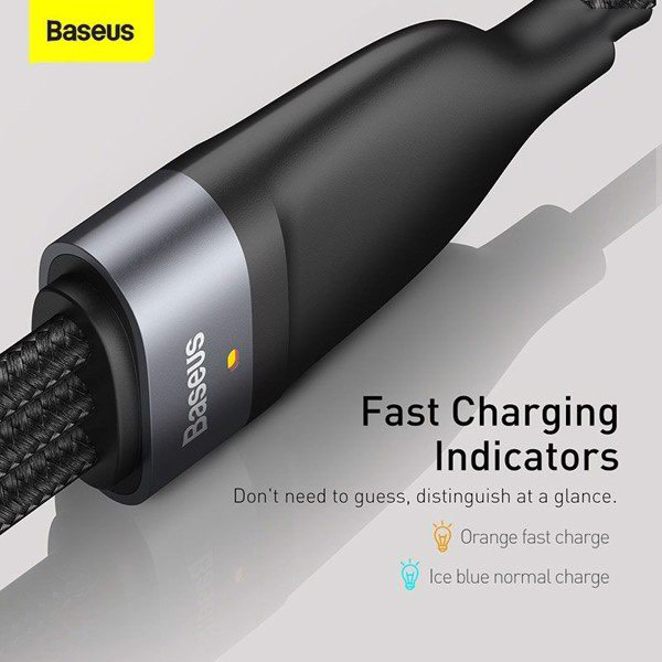 Cáp sạc nhanh 3 đầu Baseus Flash Series 3 in 1 - 40W (USB to Type-C/ Lightning/ Micro, 5A/40W Quick Charging & Data Cable)