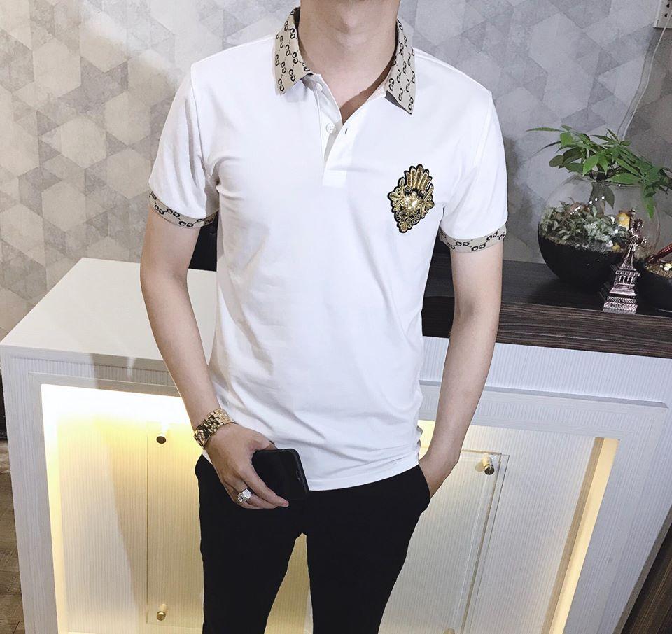 Áo thun nam có cổ phối logo cá tính