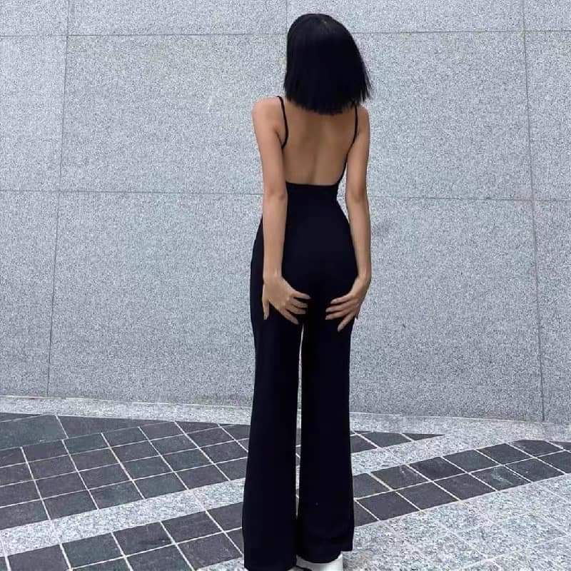 [HÀNG ĐẸP sẵn mút ngực] Jumpsuit 2 Dây Hở Lưng Ống Suông Dáng Dài