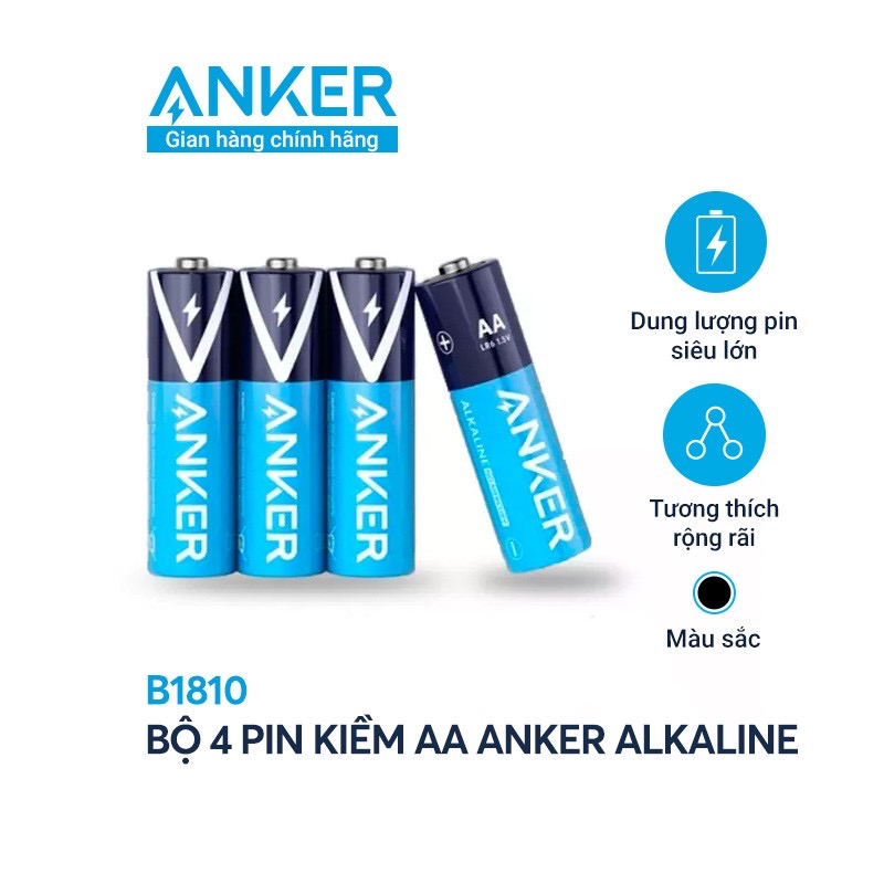 Pin Kiềm AA ANKER Alkaline Bộ 2 Pin 4 Pin - B1810