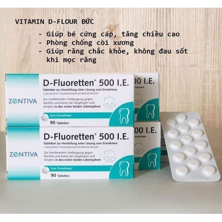 Vitamin D3 Dflo D Fluoretten 500 IE 90 viên