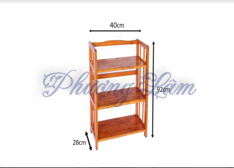 KỆ SÁCH GỖ 3 TẦNG CAO SU 3Tx40cm