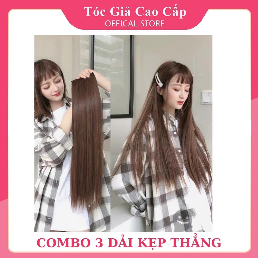 Tóc giả kẹp 🥸FREESHIP🥸 Tóc giả sét kẹp thẳng 3 tép