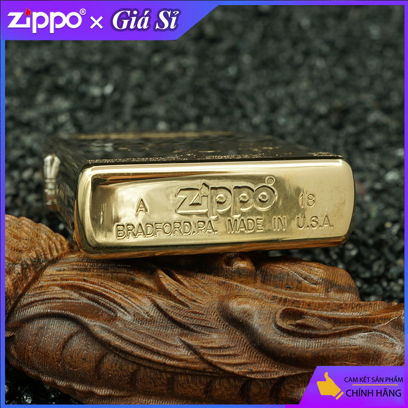 Bật lửa Zippo khắc Cha Con bản giới hạn màu đồng bóng