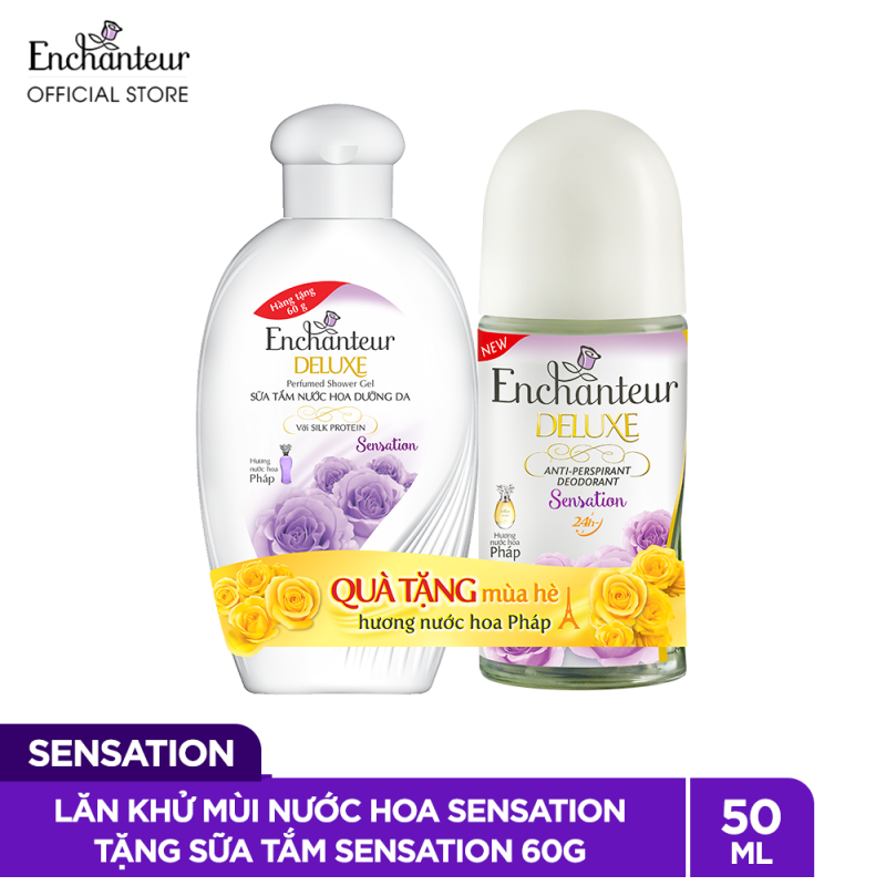 [Tặng Sữa tắm Sensation 60g] Lăn khử mùi nước hoa Enchanteur Sensation 50ml - S21 nhập khẩu