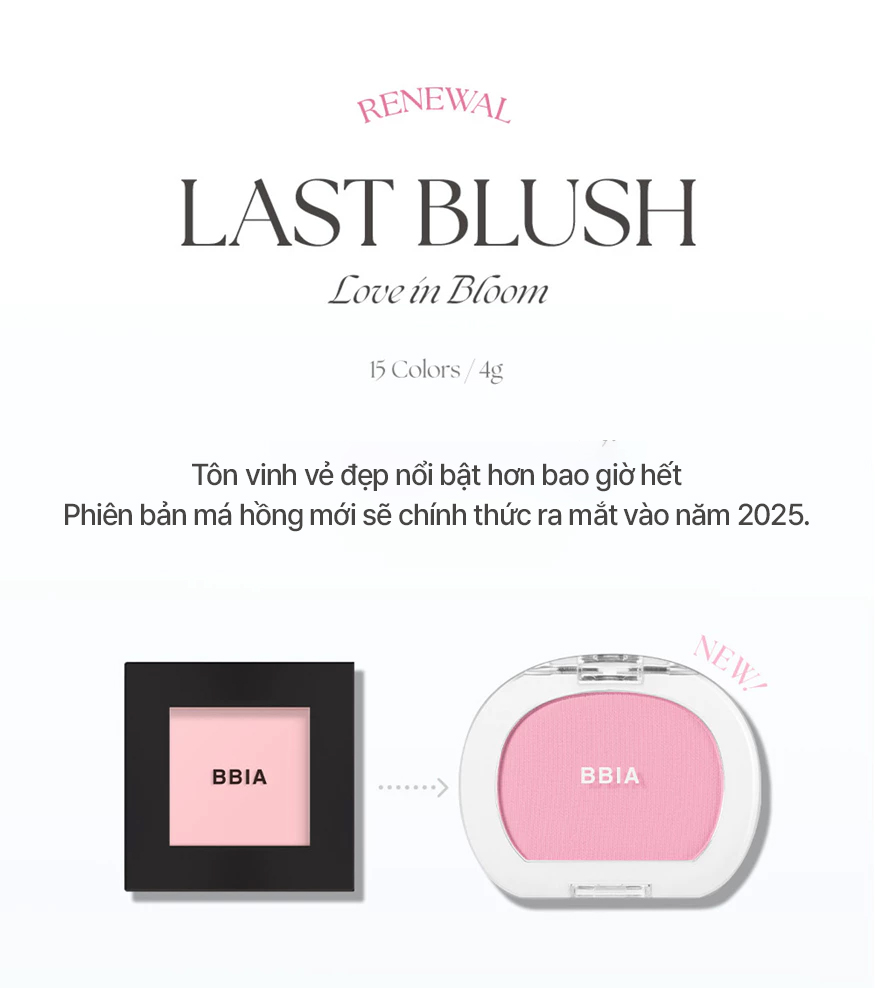 Phấn má hồng mịn lì, đa năng BBIA Last Blush 4g