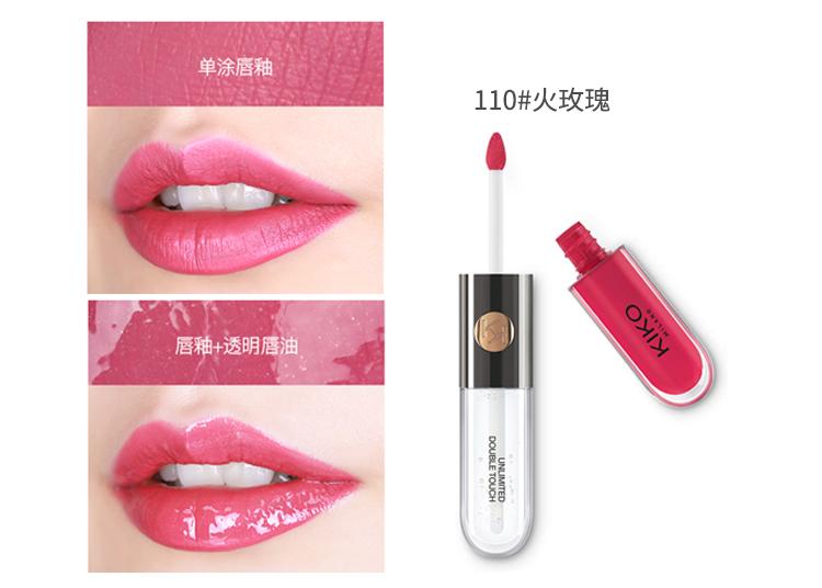 Son kem lì Kiko unlimited double touch 110 spicy rose