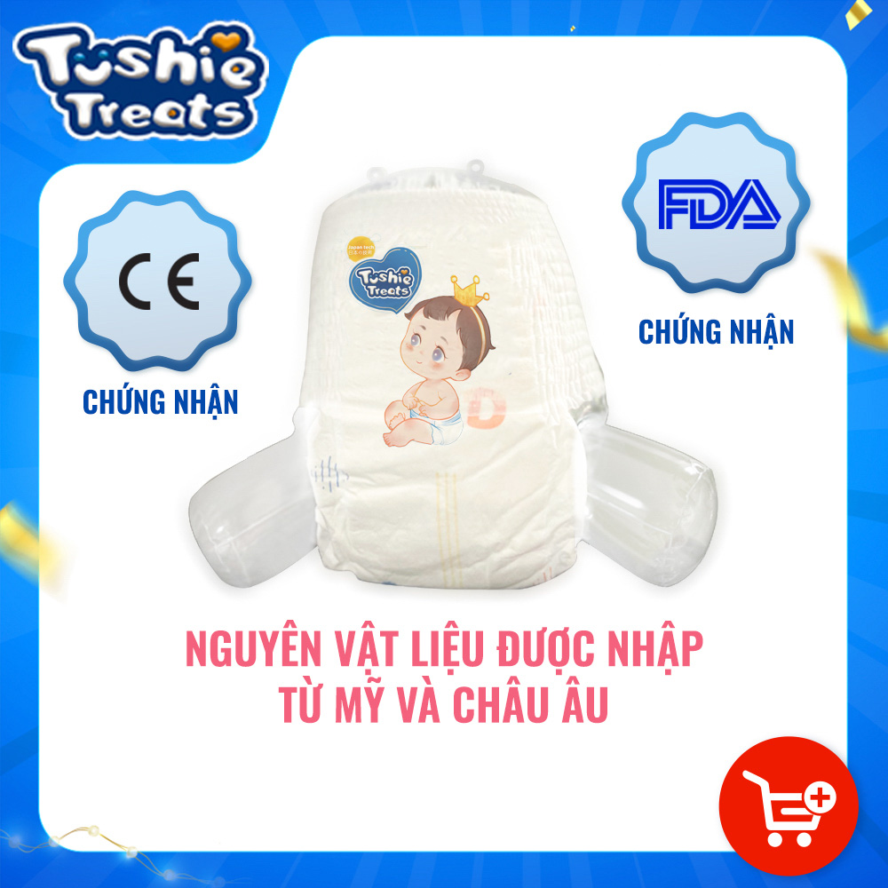 【50/100Miếng】TÃ BỈM/TÃ QUẦN Tushie Treats siêu mềm mại, 1L thấm hút cực tốt hút thông thoáng, form ôm mông,hút thông thoáng.Nhật bản size NB/S/M/L/XL/XXL/XXXL