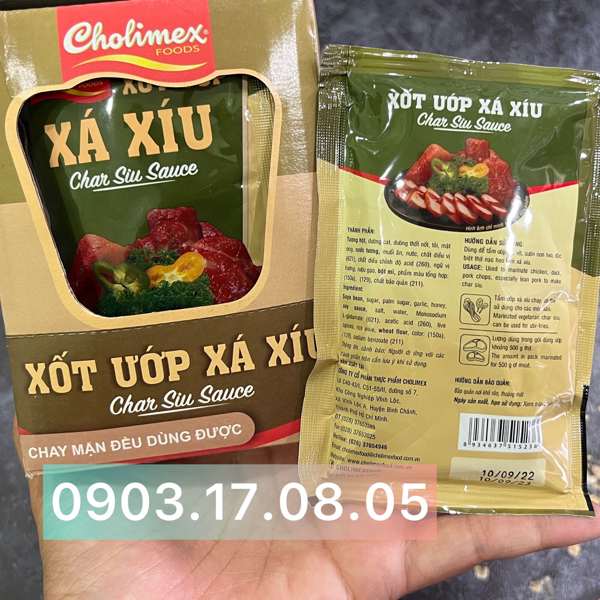 Xốt ướp xá xíu Cholimex (70gr/500gr thịt)[CHAY/MẶN]