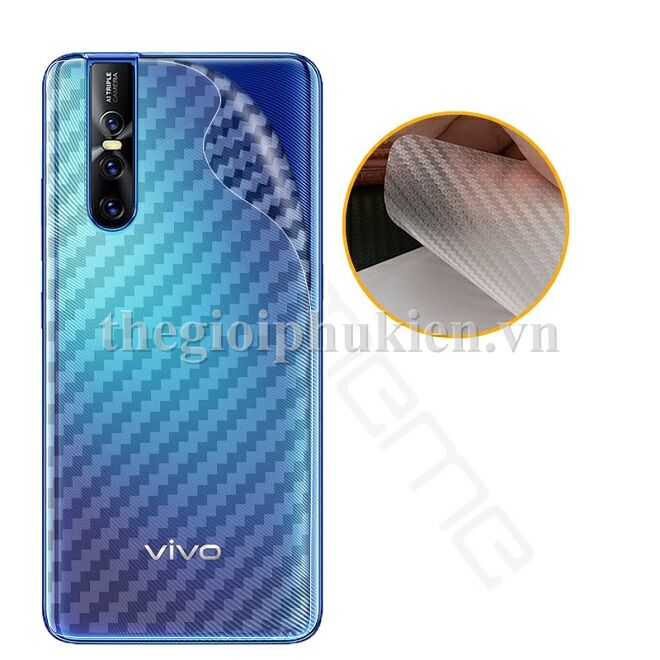 Miếng dán vân carbon, các bon mặt lưng cho Vivo V15