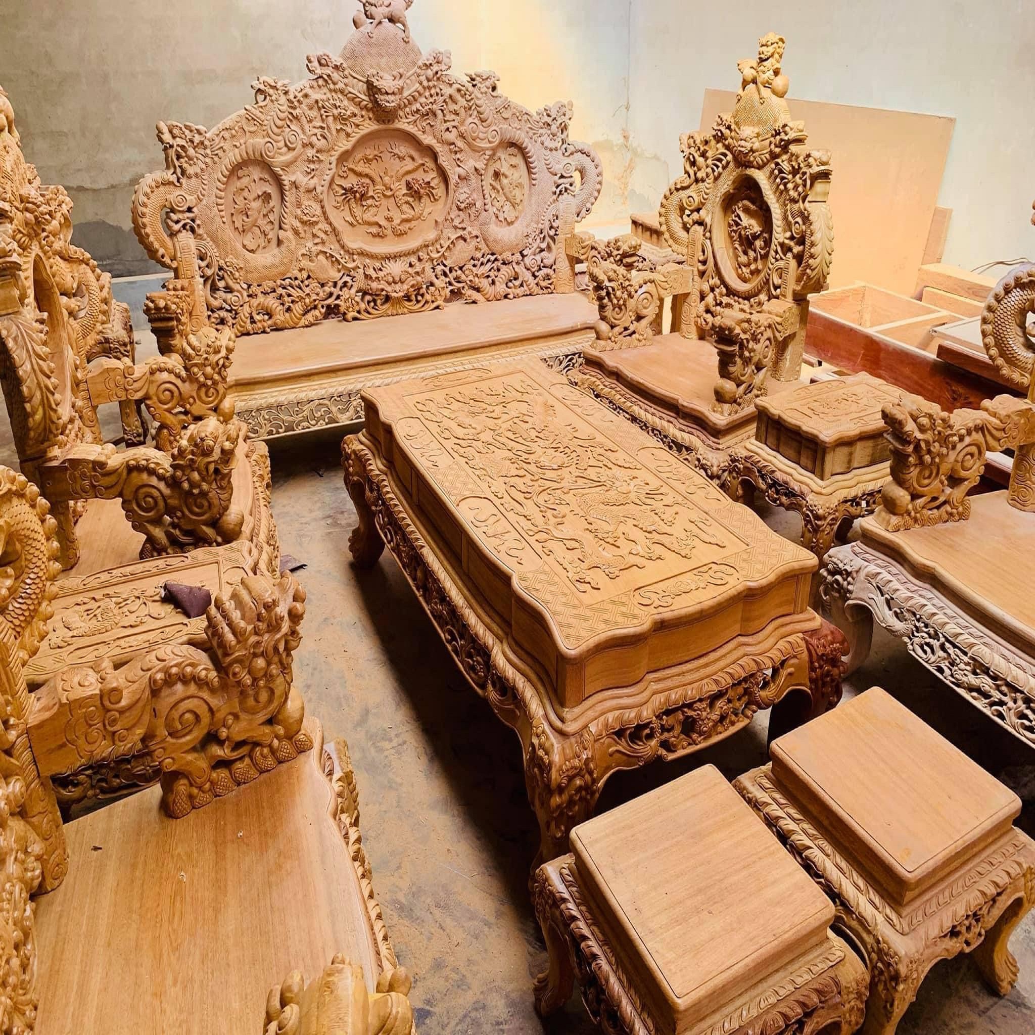 Bộ Bàn Ghế Rồng Đỉnh Gỗ Gõ Đỏ