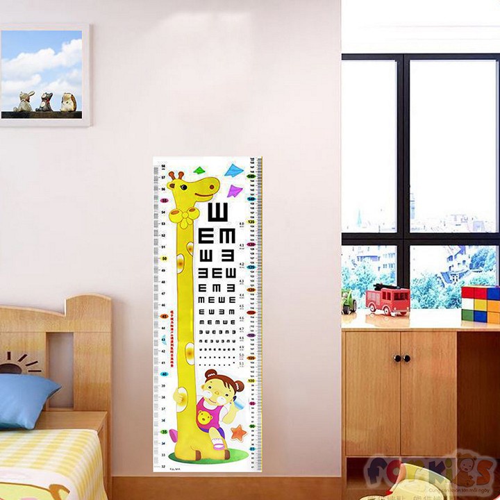Decal Dán Tường Thước Đo Chiều Cao Hươu Cao Cổ Cho Bé