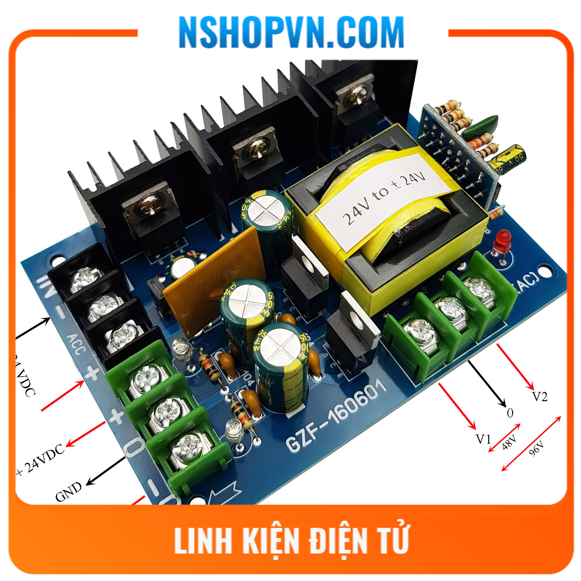 Module chuyển đổi 12VDC-24VDC ra nguồn đôi 12V-24V