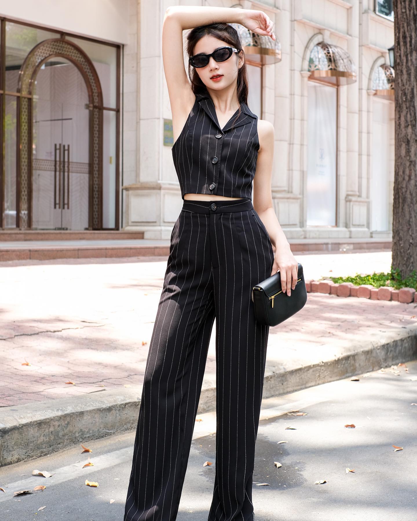 Set JINCA-áo và quần tây phối kẻ sọc