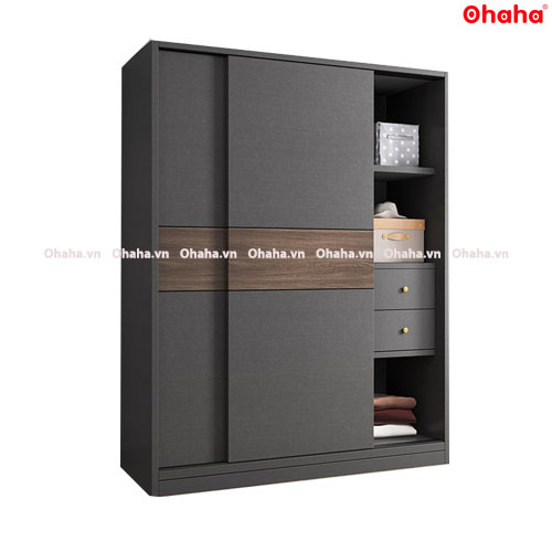 Tủ quần áo 2 cánh lùa phối màu hiện đại chuẩn bắc âu ohaha - pm002