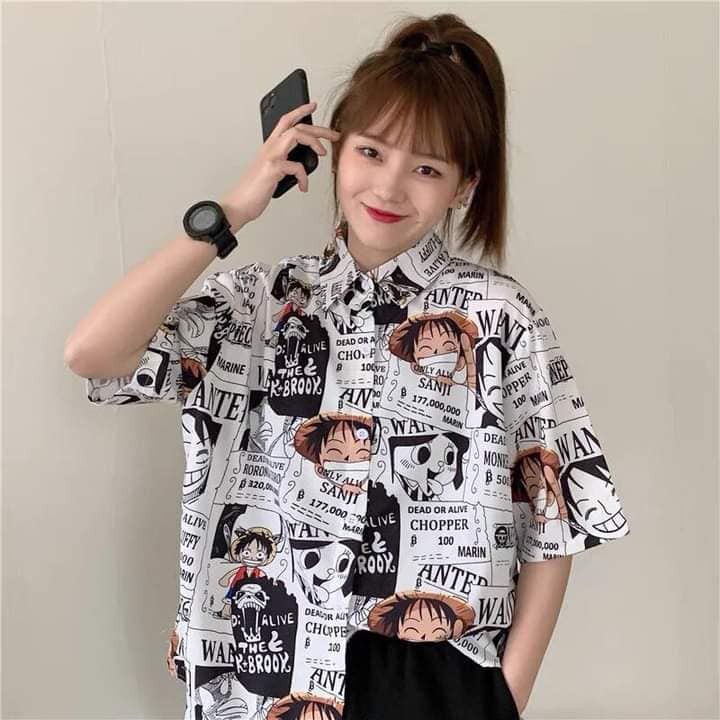 [Kèm hình thật] Áo sơ mi lụa One Piece Luffy Đảo Hải Tặc unisex cryaotic10