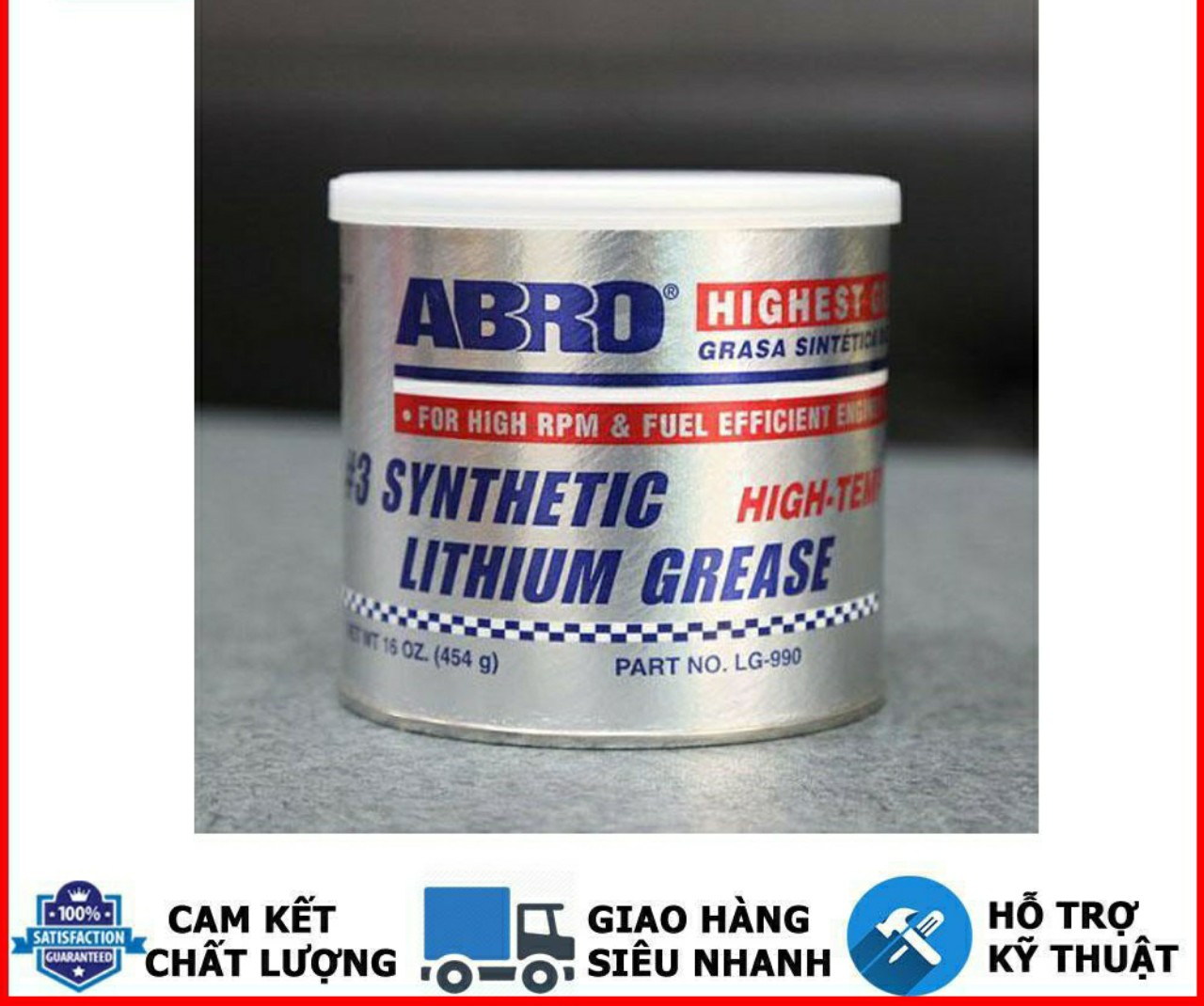 Mỡ Bò Xanh Đen ABRO Synthetic Lithium Grease USA 454g