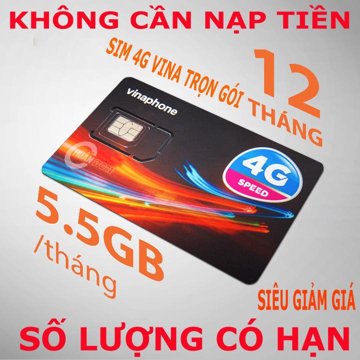SIM VINA D500 DÙNG DATA 1 NĂM KHÔNG NẠP TIỀN 5.5GB 4G TỐC ĐỘ CAO MỖI THÁNG- D500 - FREESHIP - CHƯA KÍCH HOẠT.