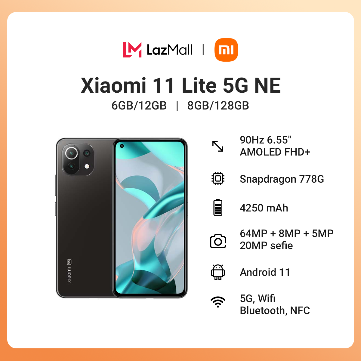 [CHỈ 09-11.09] Điện thoại Xiaomi 11 Lite 5G NE Hàng Chính Hãng Bảo hành 18 tháng