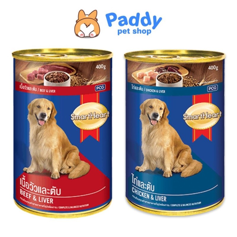 Pate SmartHeart Cho Chó Vị Bò, Gà & Gan (Lon 400g)