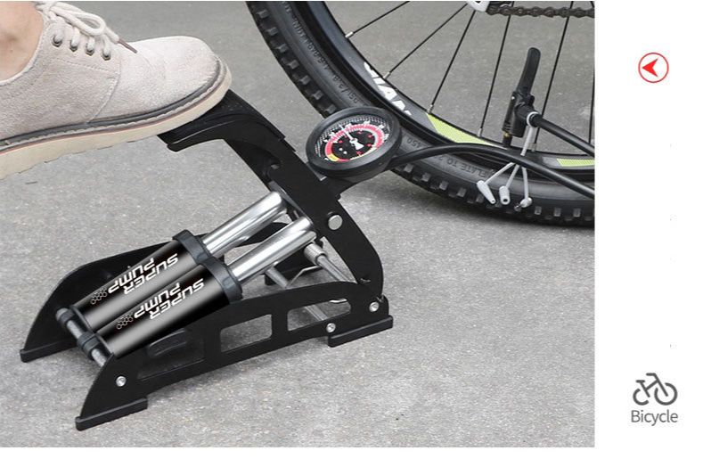 Bơm xe đạp ô tô xe máy đạp bằng chân 2 nòng Xilanh 6 Bar 160 PSI siêu Bơm chất lượng cao và tiện dụng mang đi xa