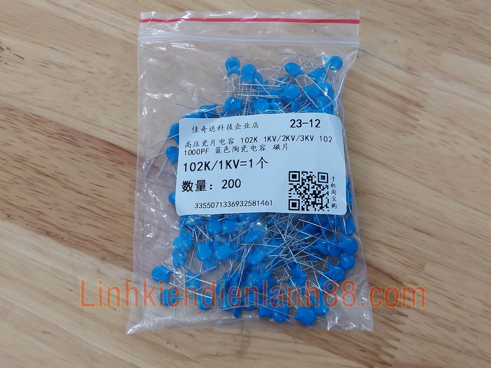 (20 cai)Tụ cao áp 102k /1KV Mới chính Hãng .