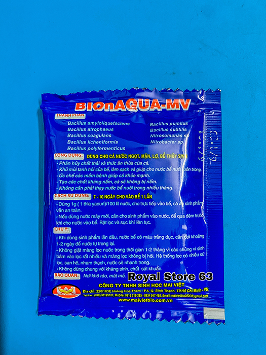 Men vi sinh cho bể cá cảnh Bionaqua MV gói 10g
