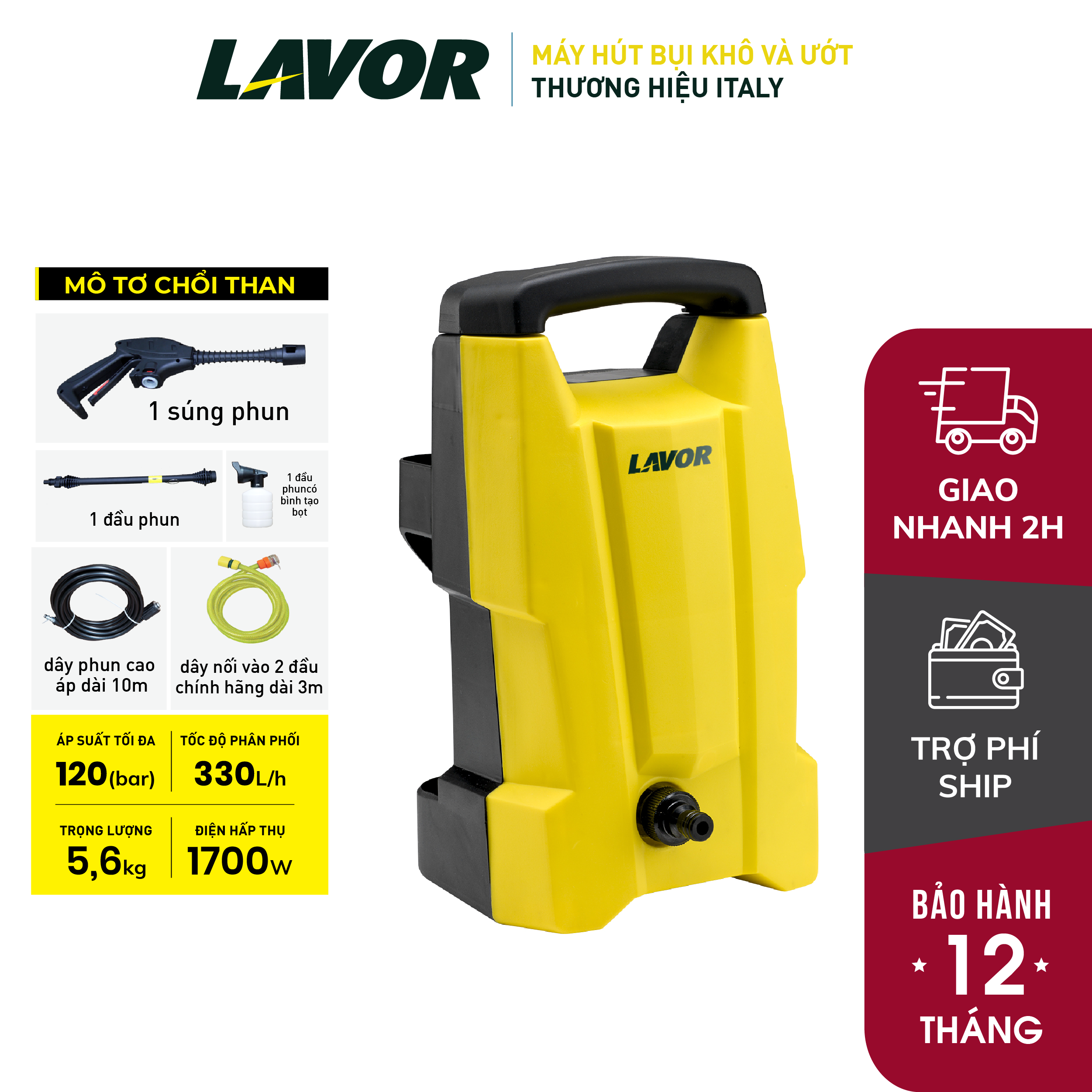 Máy phun áp lực nước Lavor SMART120 (Thương hiệu Italia)