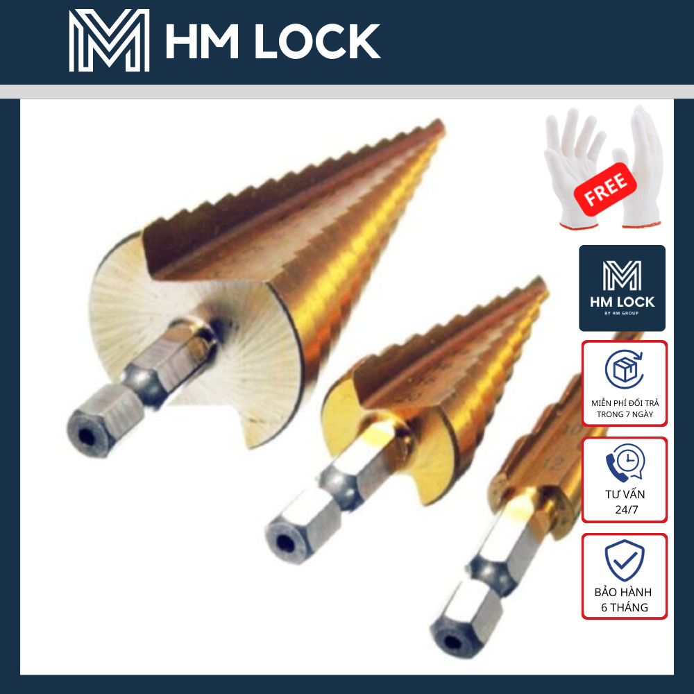 BỘ 3 MŨI KHOAN THÁP WORKZONE 4-32mm - CHUÔI TRÒN - HM LOCK