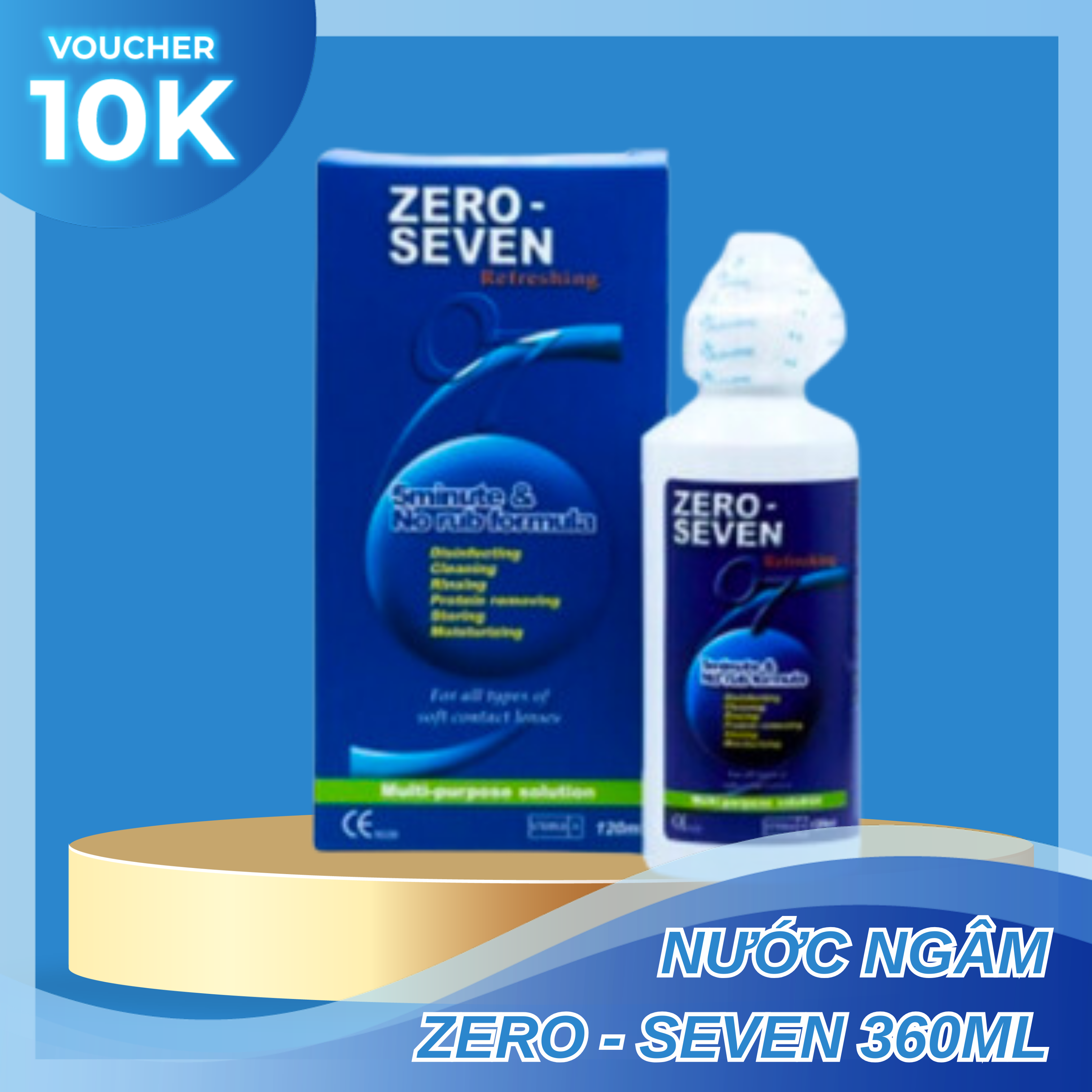 Nước Ngâm Lens Zero Seven 360ml, dung dịch ngâm rửa kính áp tròng - Lens Optic