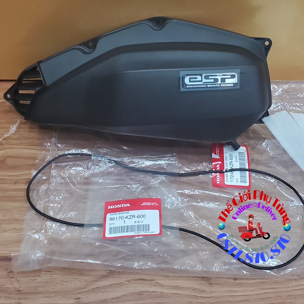 Nắp pô e Vario, Click 2017 có tem ESP (nắp bao tử) zin Honda Thái Lan - 17245-KZR-600/ 86170-KZR-600