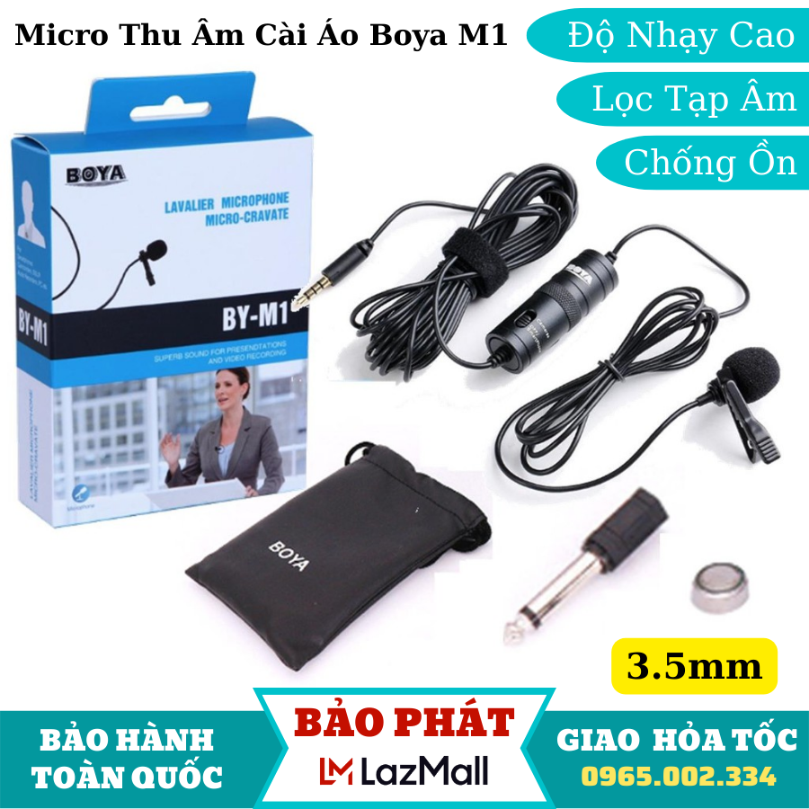 Micro gắn áo, micro gắn áo không dây, mic gắn cổ áo, mic thu âm gắn áo, Micro Ghi Âm Cài Áo Boya M1 -Mic Thu Âm Chuyên Nghiệp Cho Youtuber, Tiktok, Livestream Bán Hàng-Bảo hành 12 Tháng