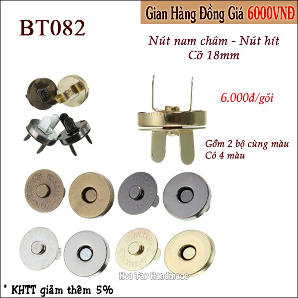 Nút Nam Châm - Nút Hít Cỡ Lớn, Đường Kính 18Mm BT082