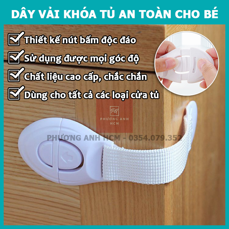[HCM][COMBO 2] Dây Vải Khoá Tủ Ngăn Kéo Tủ Lạnh / Đai Khóa Chặn Cửa Tủ / Chốt Khóa An Toàn Cho Bé (Loại VẢI TRẮNG)