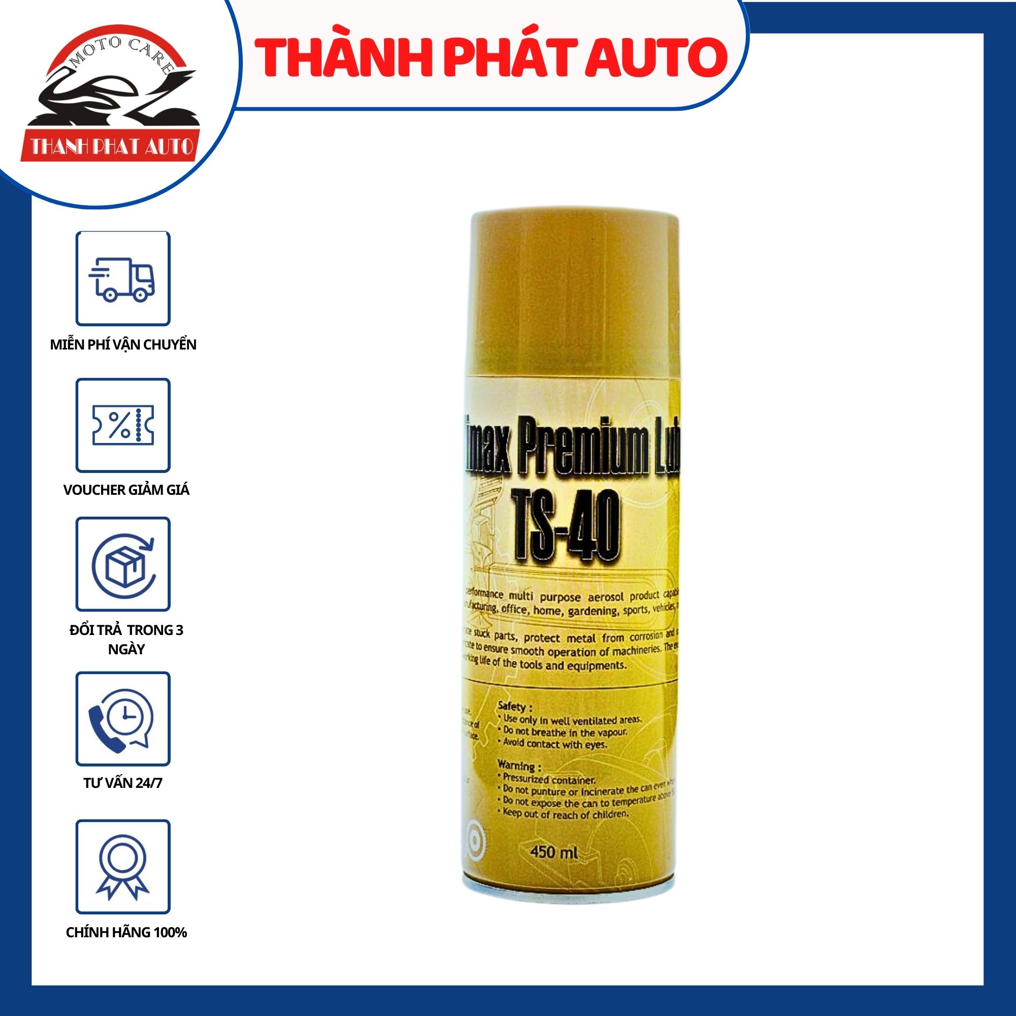 Chai xịt vệ sinh sên, bôi trơn, chống rỉ đa năng TS-40 450ml