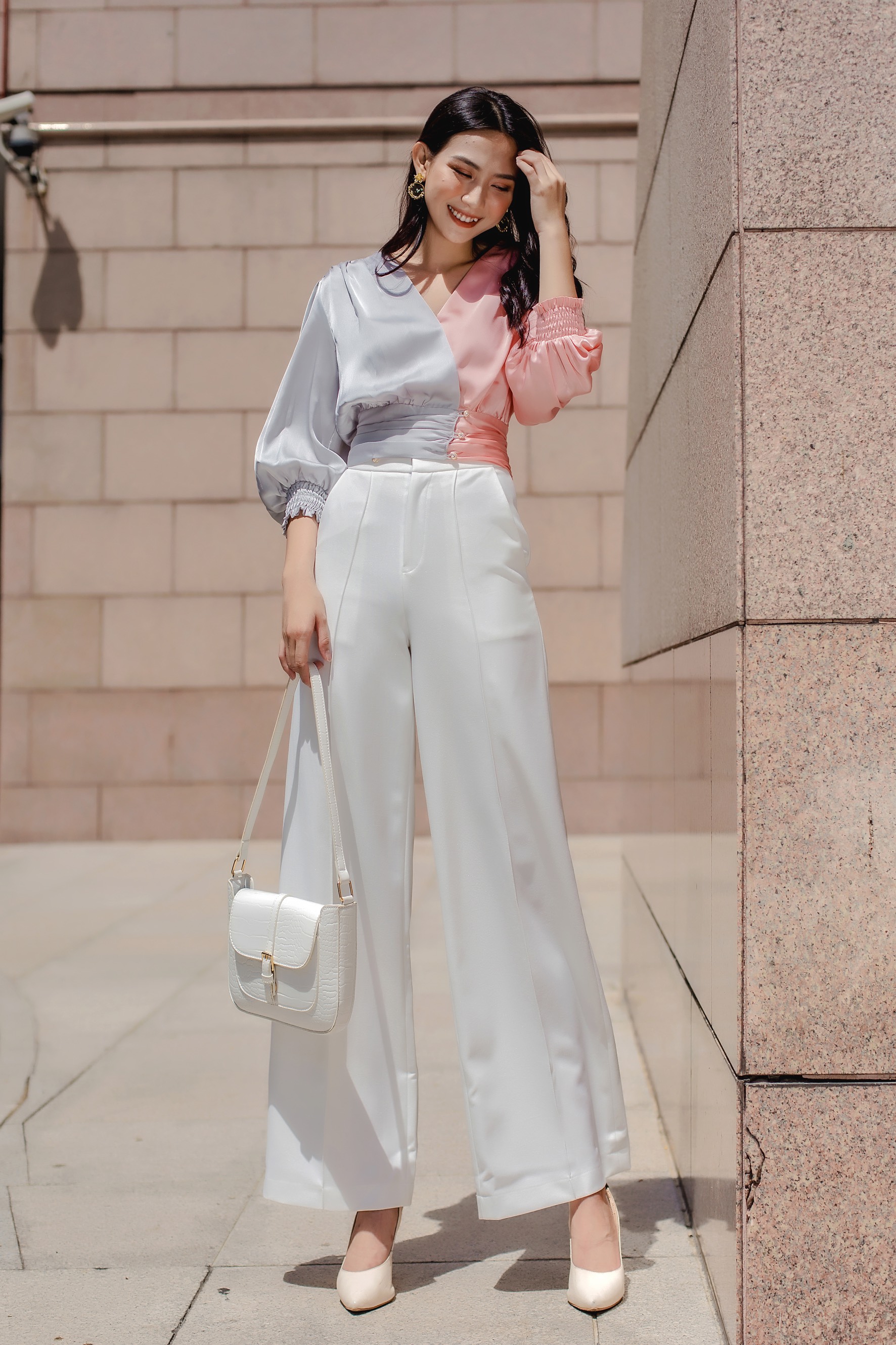CLOTHERRACK Quần suông lé mí All black/white pant