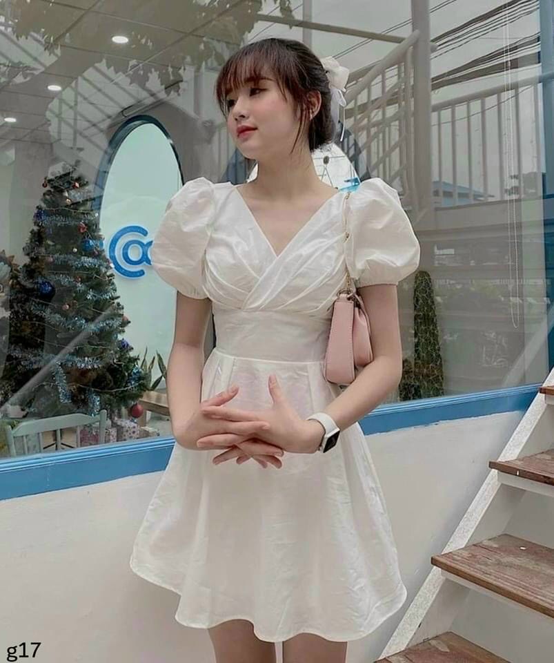 Đầm Nữ Cổ Vuông Cách Điệu Xinh Đẹp